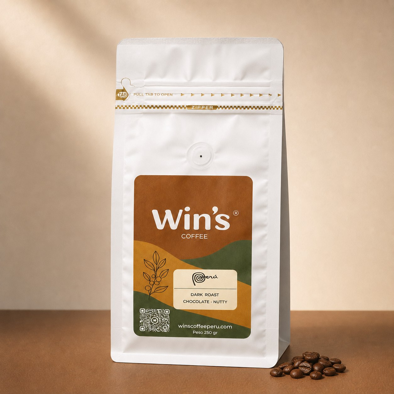 Café en grano de especialidad Dark Roast Wins Coffee 250 g
