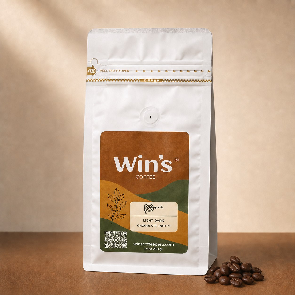 Café en grano de especialidad Light Roast Wins Coffee 250 g